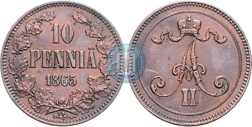 Picture 10 pennia 1865 year  