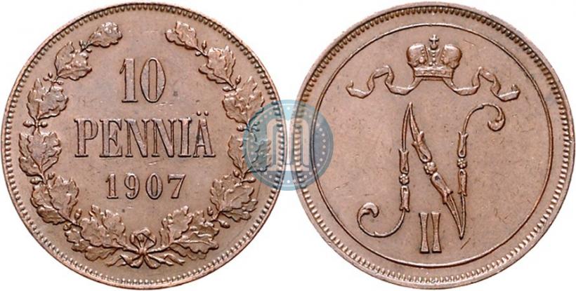 Picture 10 pennia 1907 year  