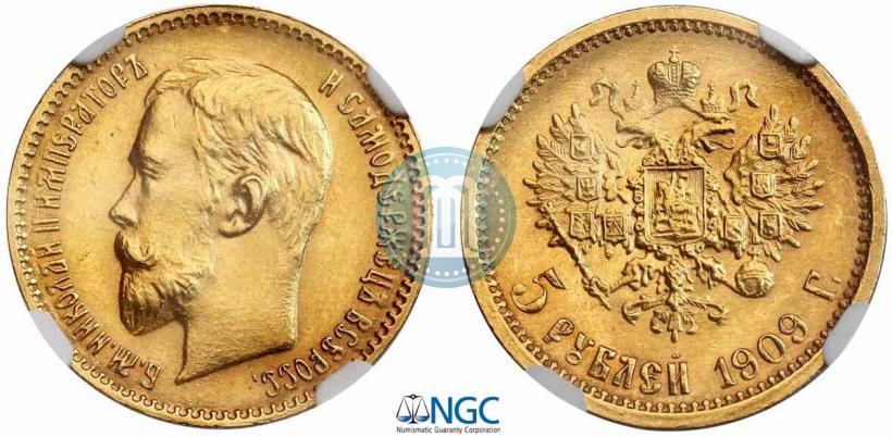 Picture 5 roubles 1909 year (ЭБ) 