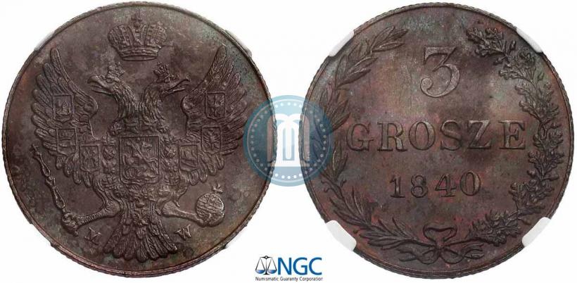 Picture 3 grosze 1840 year MW 