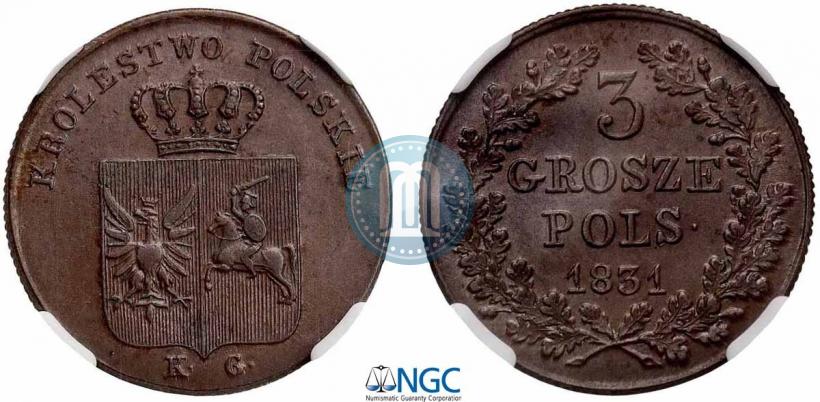Picture 3 grosze 1831 year KG "Polish uprising"