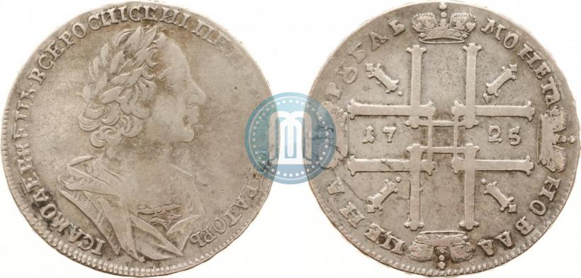 Фото 1 рубль 1725 года  "Портрет в античных доспехах"