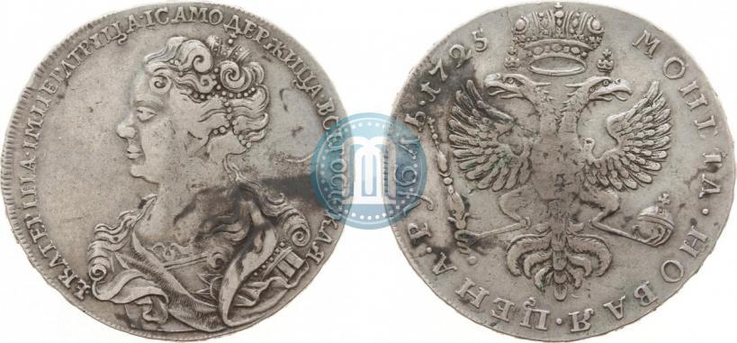 Фото 1 рубль 1725 года  "Московский тип, портрет влево"