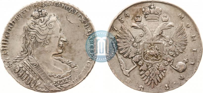 Фото 1 рубль 1734 года  "Тип 1732 года"
