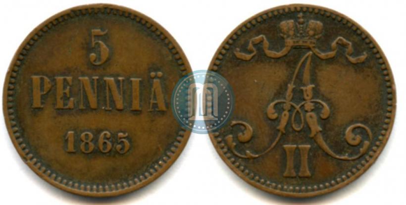 Picture 5 pennia 1865 year  
