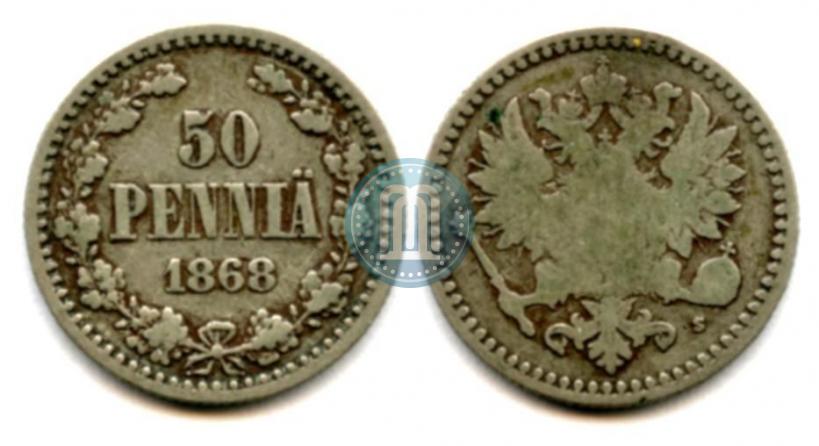 Фото 50 пенни 1868 года S 