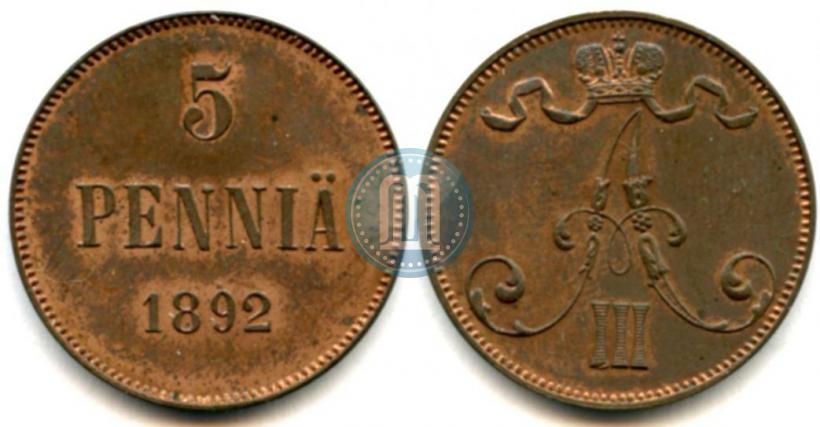 Picture 5 pennia 1892 year  