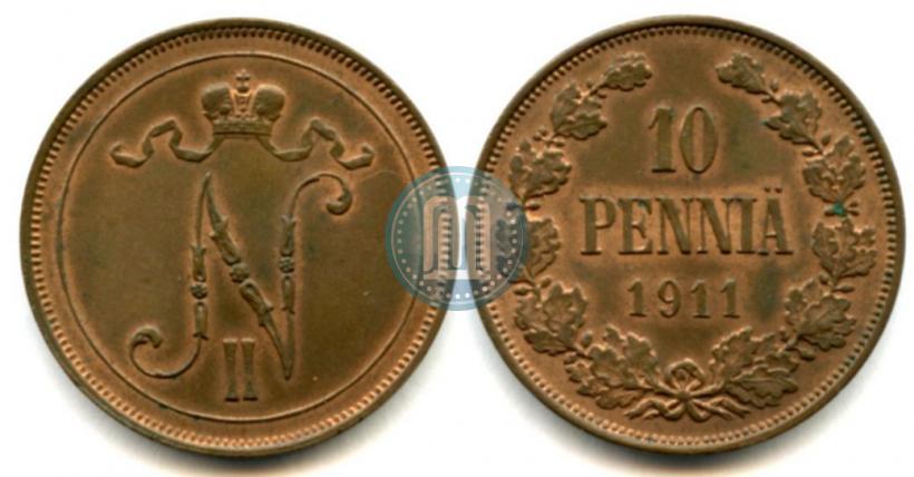 Picture 10 pennia 1911 year  