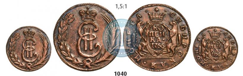 Picture 1 kopeck 1766 year  