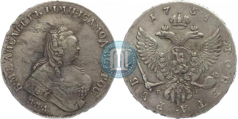 Фото 1 рубль 1754 года ММД-ЕI 
