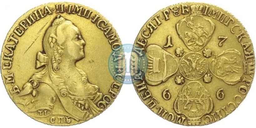 Picture 10 roubles 1766 year СПБ 