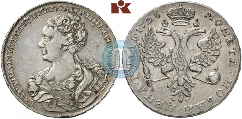 Фото 1 рубль 1726 года  "Московский тип, портрет влево"