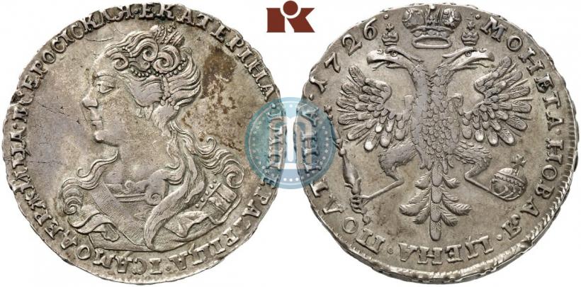 Picture Poltina 1726 year  "Moscow type, portrait turned to the left"
