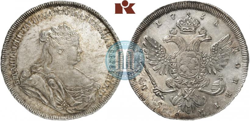 Фото 1 рубль 1738 года  "Петербургский тип"