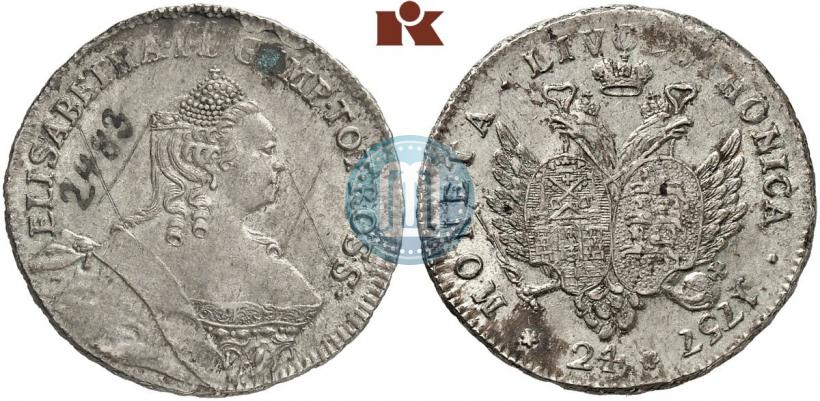 Picture 24 kopecks 1757 year  "For Livonia"