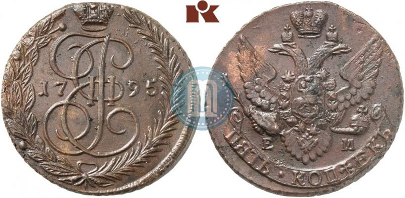 Picture 5 kopecks 1795 year ЕМ 