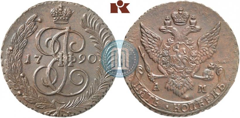 Picture 5 kopecks 1790 year АМ 