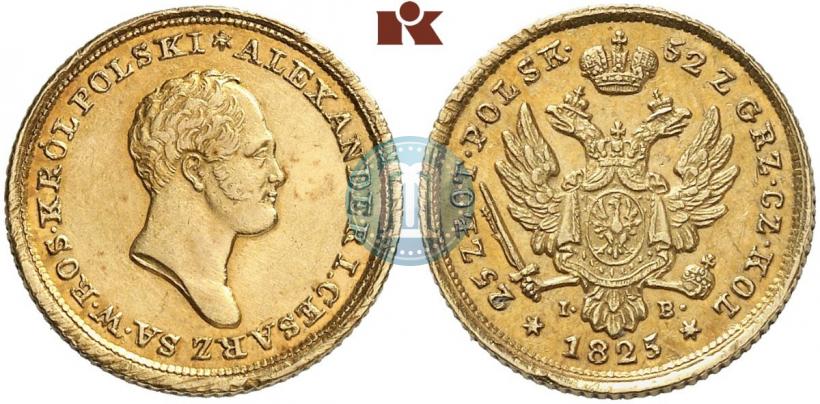 Фото 25 злотых 1825 года IB 