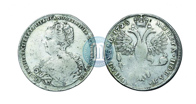 Picture 1 rouble 1725 year СПБ "Petersburg type, portrait turned to the left"
