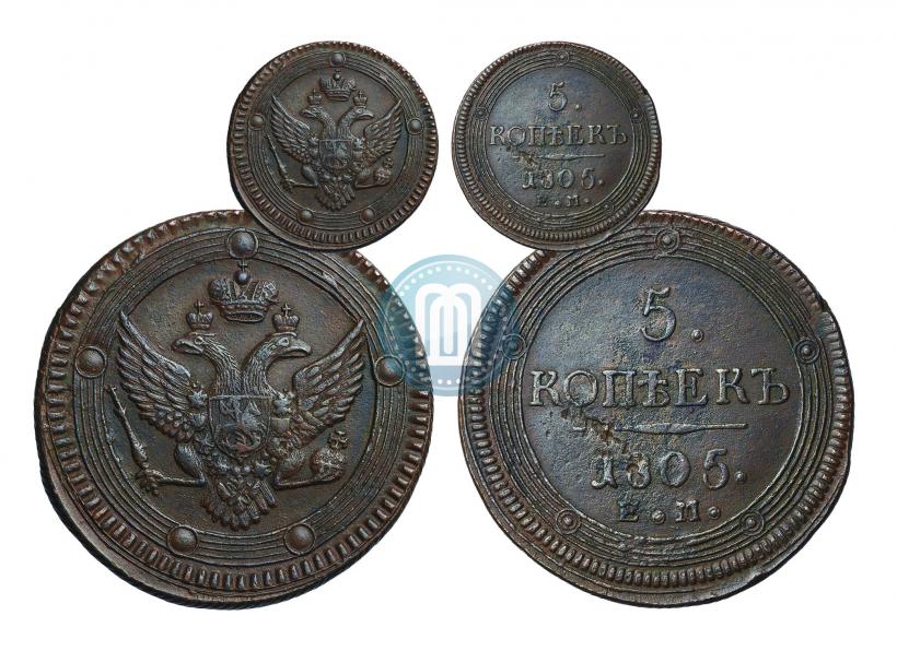 Picture 5 kopecks 1805 year ЕМ 
