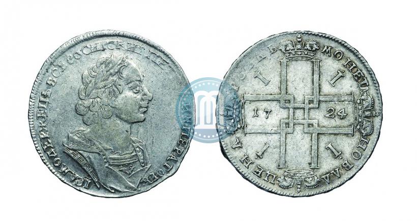 Фото 1 рубль 1724 года  "Портрет в античных доспехах"