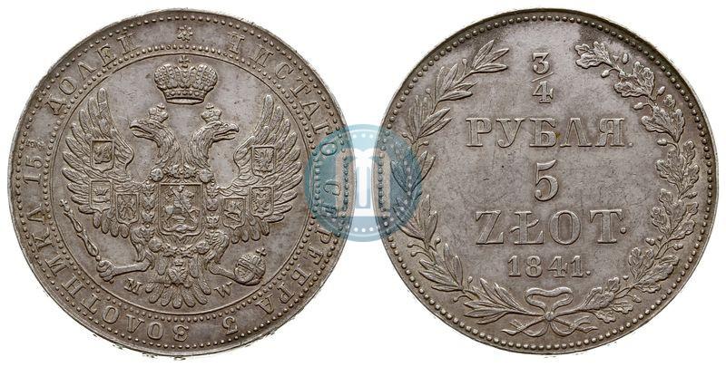 Picture 3/4 roubles - 5 złotych 1841 year MW 