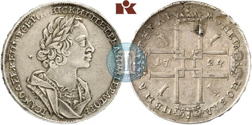Picture 1 rouble 1724 year OK "Portrait in ancient armour"