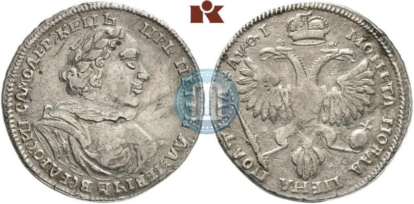 Фото Полтина 1719 года L "Портрет в латах"
