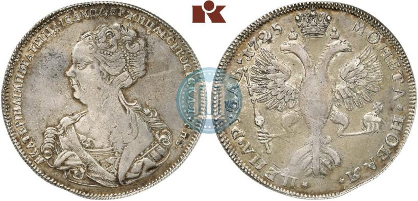 Picture 1 rouble 1725 year СПБ "Petersburg type, portrait turned to the left"
