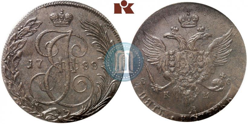 Фото 5 копеек 1788 года КМ 