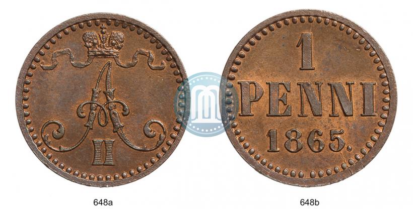 Фото 1 пенни 1865 года  