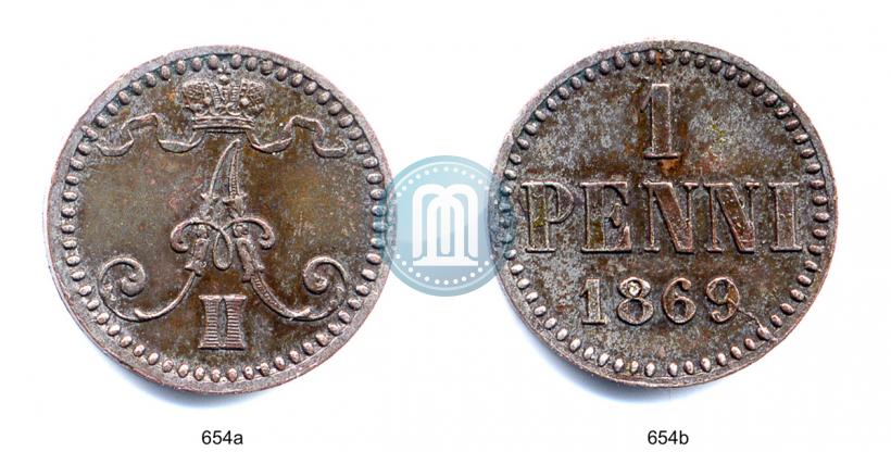 Фото 1 пенни 1869 года  