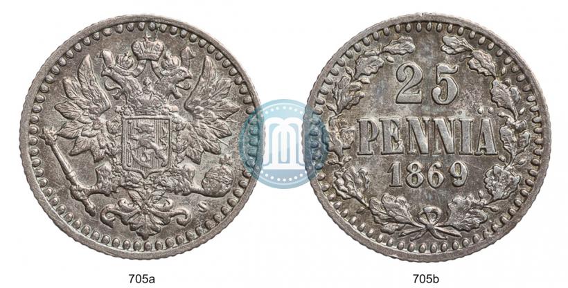 Фото 25 пенни 1869 года S 