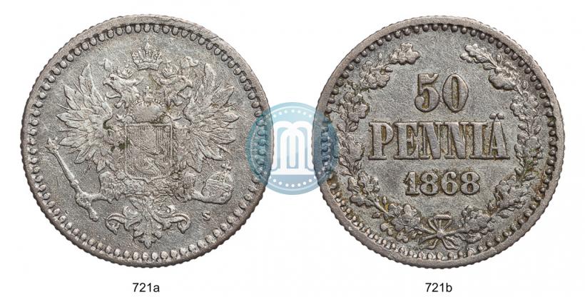Фото 50 пенни 1868 года S 
