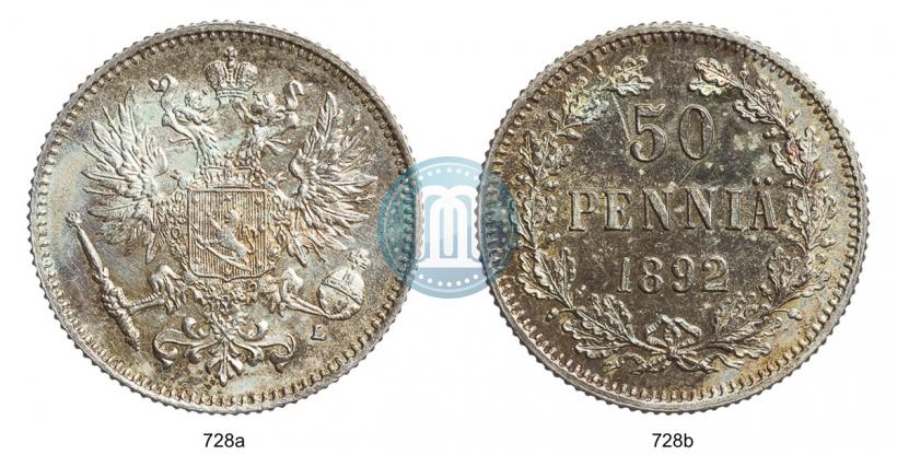 Фото 50 пенни 1892 года L 