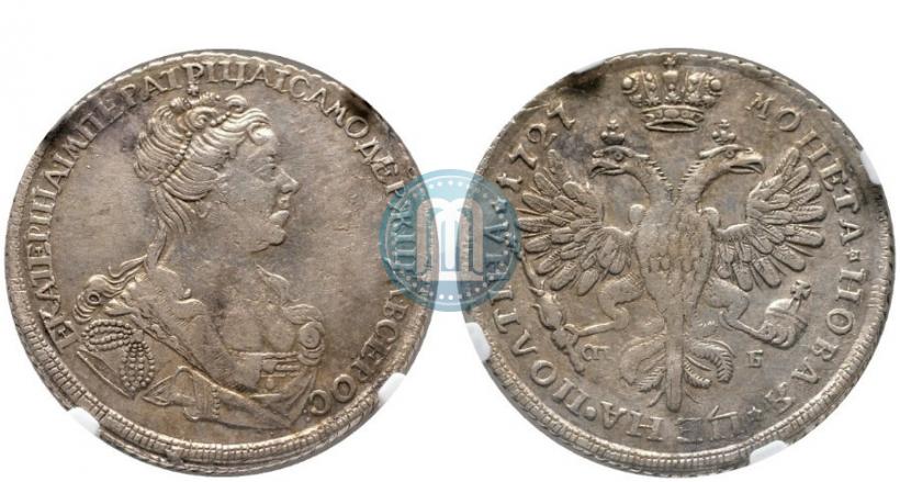 Фото Полтина 1727 года СПБ "Петербургский тип, портрет вправо"