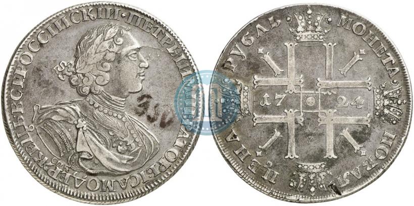 Picture 1 rouble 1724 year СПБ "Sun rouble, portrait in armour"