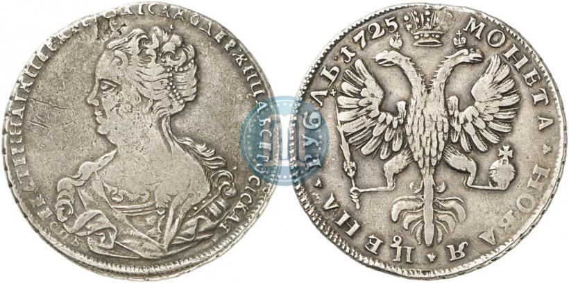 Picture 1 rouble 1725 year СПБ "Petersburg type, portrait turned to the left"