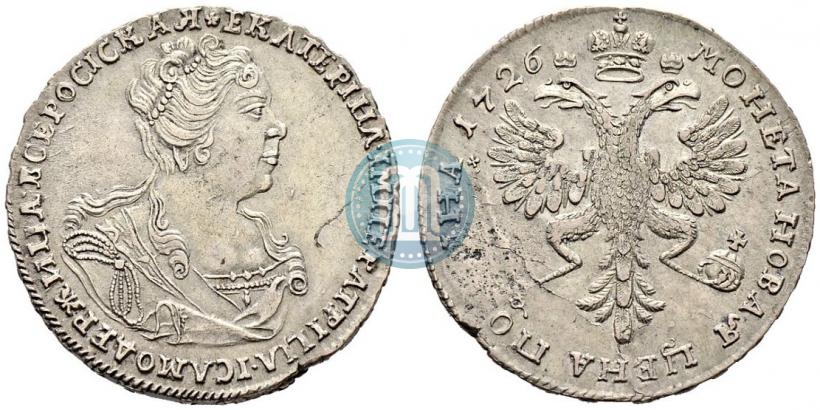 Picture Poltina 1726 year  "Moscow type, portrait turned to the right"