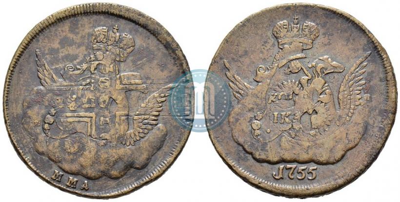 Фото 1 копейка 1755 года ММД 