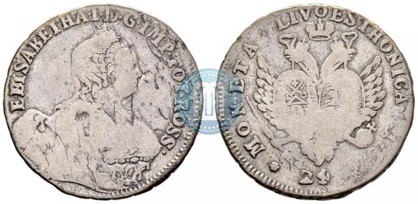 Picture 24 kopecks 1757 year  "For Livonia"