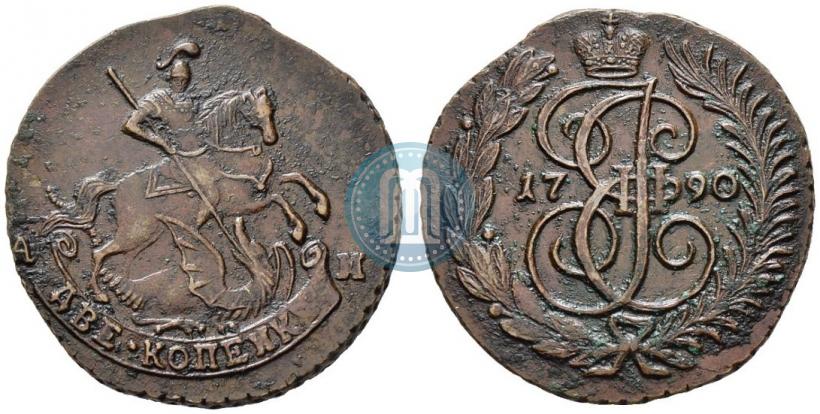 Фото 2 копейки 1790 года АМ 