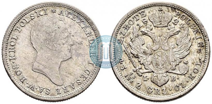 Фото 2 злотых 1824 года IB 