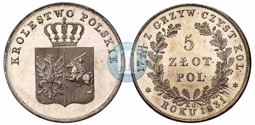Фото 5 злотых 1831 года KG "Польское восстание"
