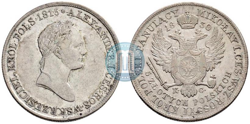 Picture 5 złotych 1830 year KG 