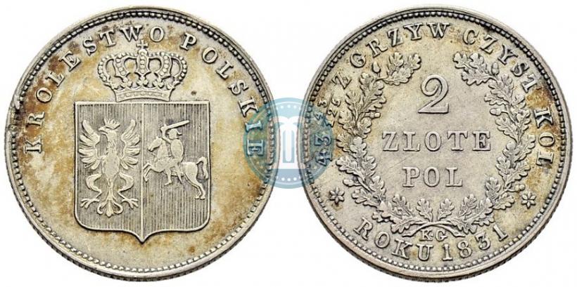 Picture 2 złote 1831 year KG "Polish uprising"