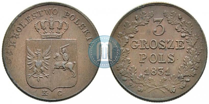 Picture 3 grosze 1831 year KG "Polish uprising"