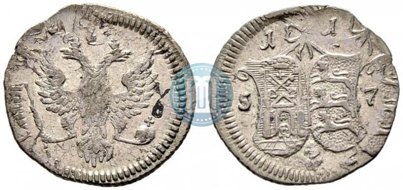 Picture 2 kopecks 1757 year  "For Livonia"