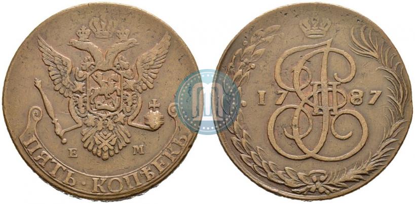 Фото 5 копеек 1787 года ЕМ 