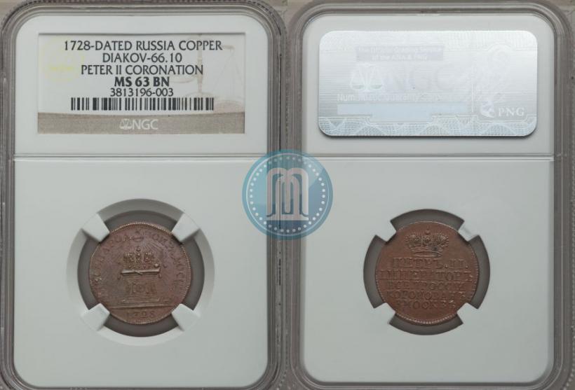 Picture Token Coin 1728 year  "Coronation of the Emperor Peter II"